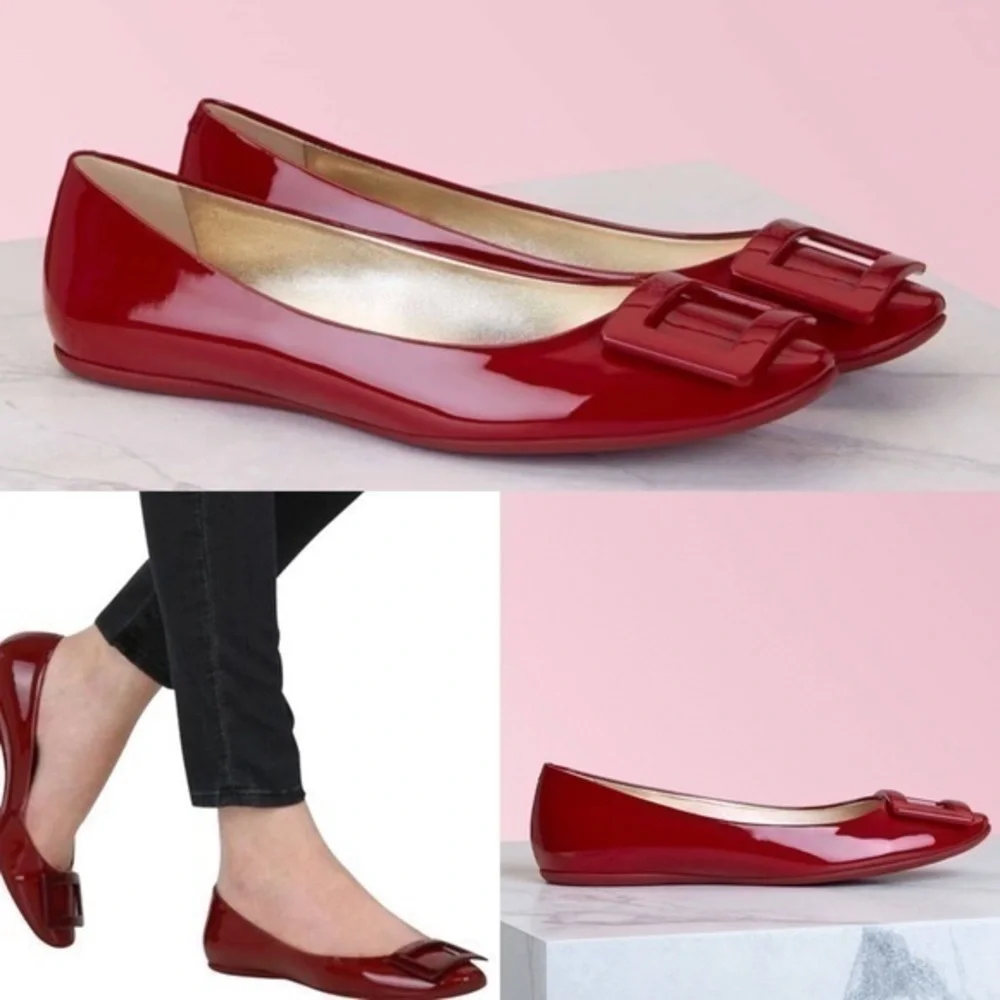 🆕 Roger Vivier Logo Buckle Patent Leather Ballet Flats Current Collection - Picture 16 of 16